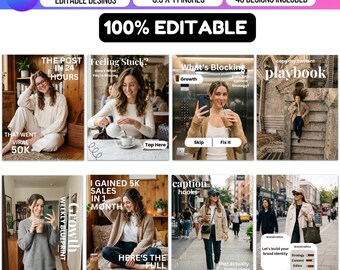 Personalized Coaching Instagram Templates, Canva Social Media Kit, Life Coach Instagram Posts, Editable Business Branding Bundle