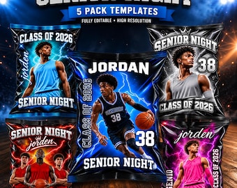 Senior Night Chip Bag Template, Editable Canva Sports Favor, Basketball Senior Night Printable, Graduation Party Treat Bag, Senior Gift