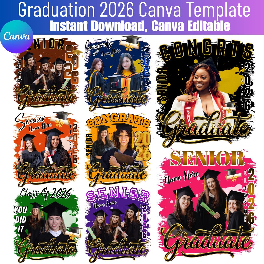 10 Graduation Photo Template Canva Editable, Class of 2026 Senior Photo ...