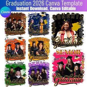 10 Graduation Photo Template Canva Editable, Class of 2026 Senior Photo Insert Template, Graduation Poster PNG, Senior Canva Template
