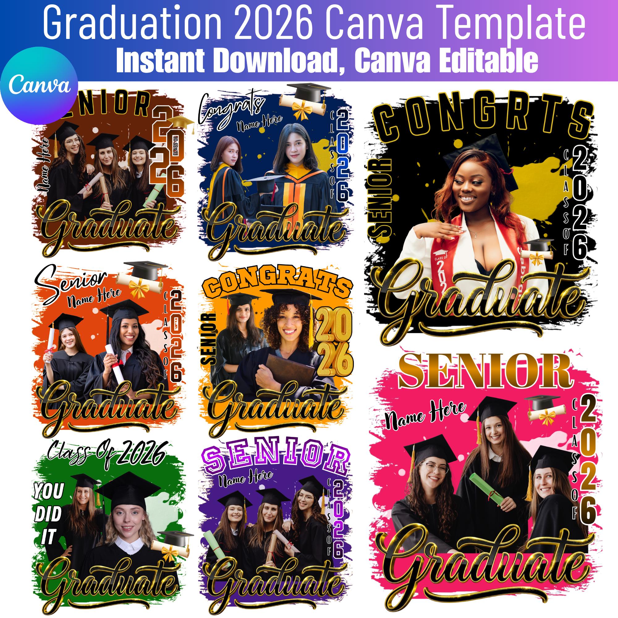 10 Graduation Photo Template Canva Editable, Class of 2026 Senior Photo ...