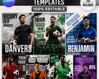 Soccer Poster Template, Editable Canva Soccer Player Poster, Sports Banner Template, Senior Night Memory Mate, Team Photo Digital Download