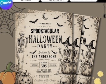 Halloween Party Invitation Template | Editable Canva Halloween Invite | Spooky Party Invitation | Printable Digital Download