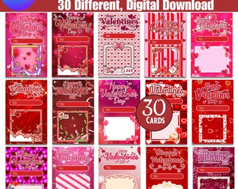 30 tarjetas jumbo de San Valentín, plantilla editable de Canva, tarjetas de regalo para San Valentín, tarjetas para el aula infantil, descarga digital