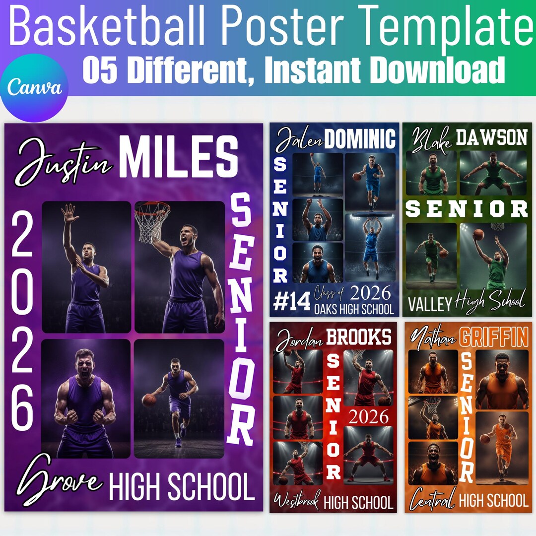 Basketball Player Poster Canva Template, Basketball Sports Posters ...
