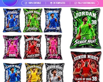 Senior Night Chip Bag Template, Editable Canva Sports Favor, Basketball Senior Night Printable, Graduation Party Treat Bag, Senior Gift