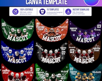 Football Hat Brim Canva Template, Sports Hat Brim Template, Game Day Hat, Editable Player Photo Frame, Football Fan Hat Digital File