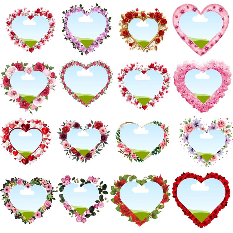 30 Valentines Day Heart Shape Canva Frame, Canva Drag & Drop Frame ...