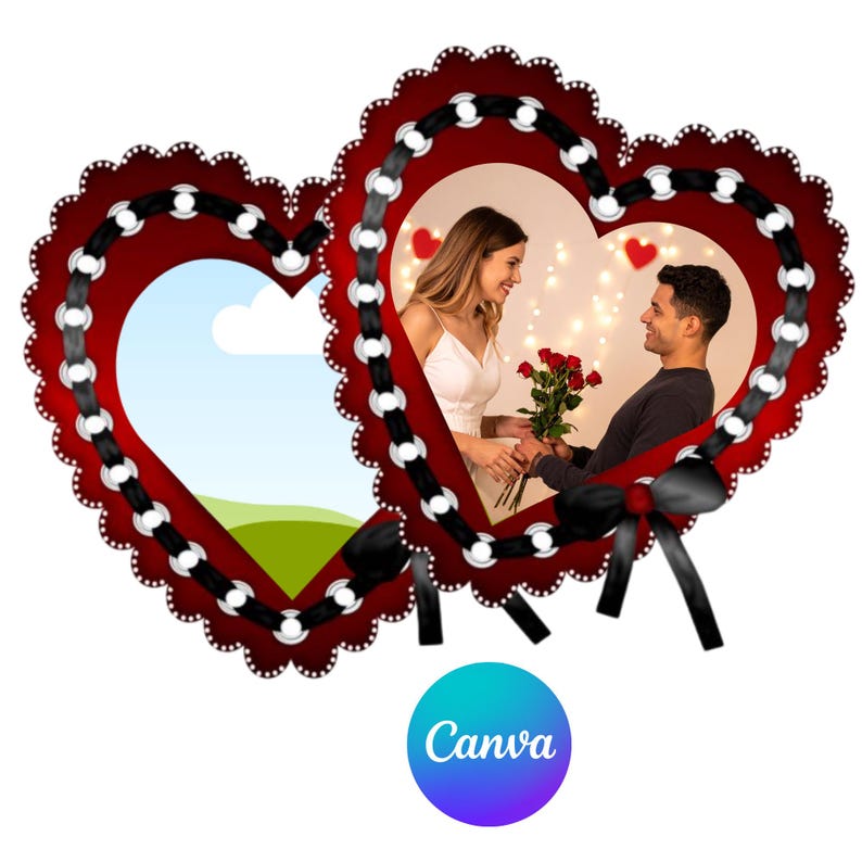 30 Valentines Day Heart Shape Canva Frame, Canva Drag & Drop Frame ...