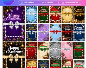30 Jumbo Christmas Card Canva Templates, Editable Canva Christmas Cards, Holiday Greeting Card Bundle, Printable Christmas Cards, Kids Cards