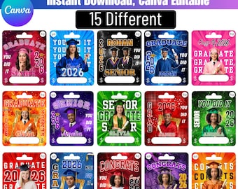Paquete de plantillas para portadinero de graduación 2026, tarjetas de efectivo editables, portatarjetas de regalo de graduación, tarjeta de dinero de la clase de 2026, regalo de graduación