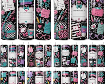 Composition Notebook Tumbler Wrap PNG, 20oz Skinny Tumbler Sublimation, Teacher Student School Wrap, Back to School PNG