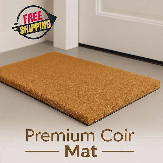 Natural Coconut Coir Door Mat Heavy Duty Non-Slip Entrance Doormat for Indoor & Outdoor Use