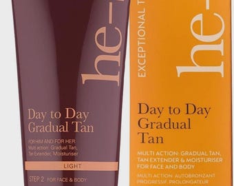 Loção autobronzeadora gradual He-Shi, 200ml + Luva de veludo para autobronzeamento