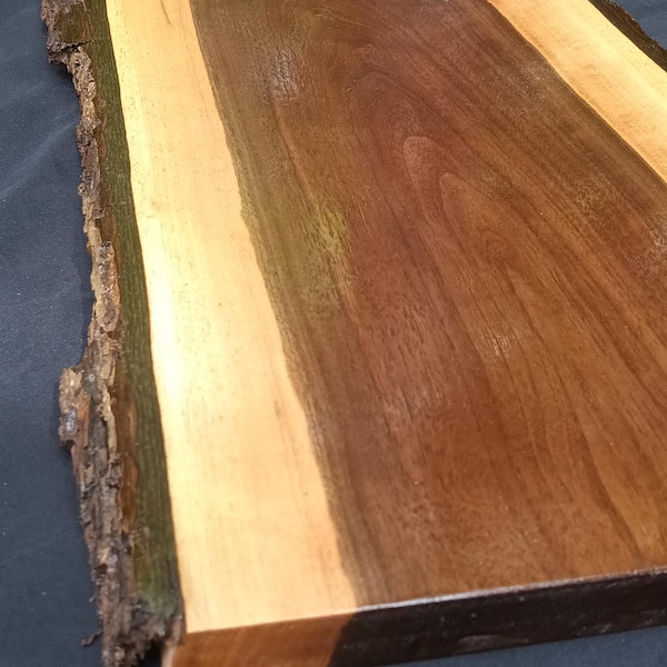 Live Edge Walnut Plank (36"x11")- sanded smooth and lacquered top and bottom