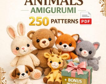 Amigurumi Animal Crochet Patterns – 250 Cute Animals PDF | Easy Toy Patterns | Instant Download