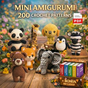 Mini-amigurumi-haakpatronen – 200 Tiny Toys pdf | Gemakkelijke schattige amigurumi | Direct downloaden