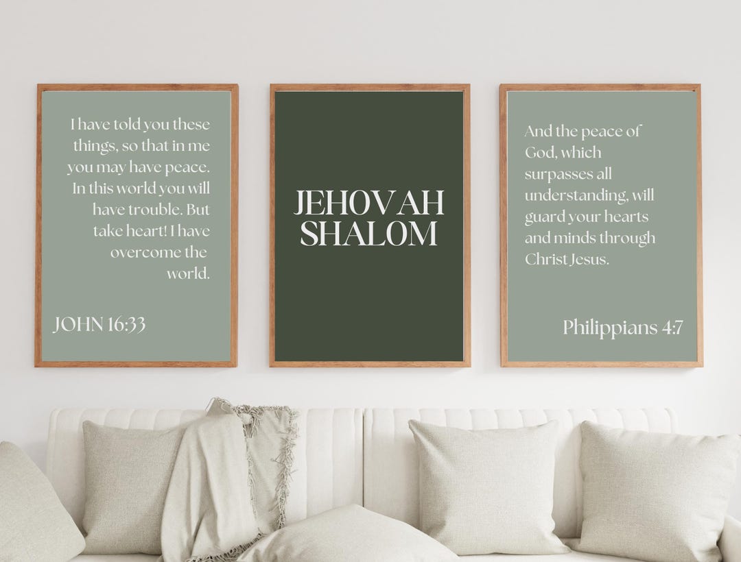 Hebrew Names of God Scripture Prints, Sage Green Christian Wall Art ...