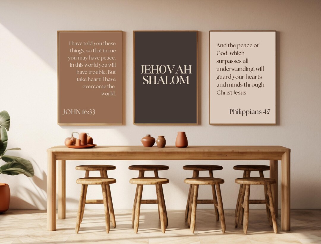 Hebrew Names of God Scripture Prints, Neutral Christian Wall Art ...