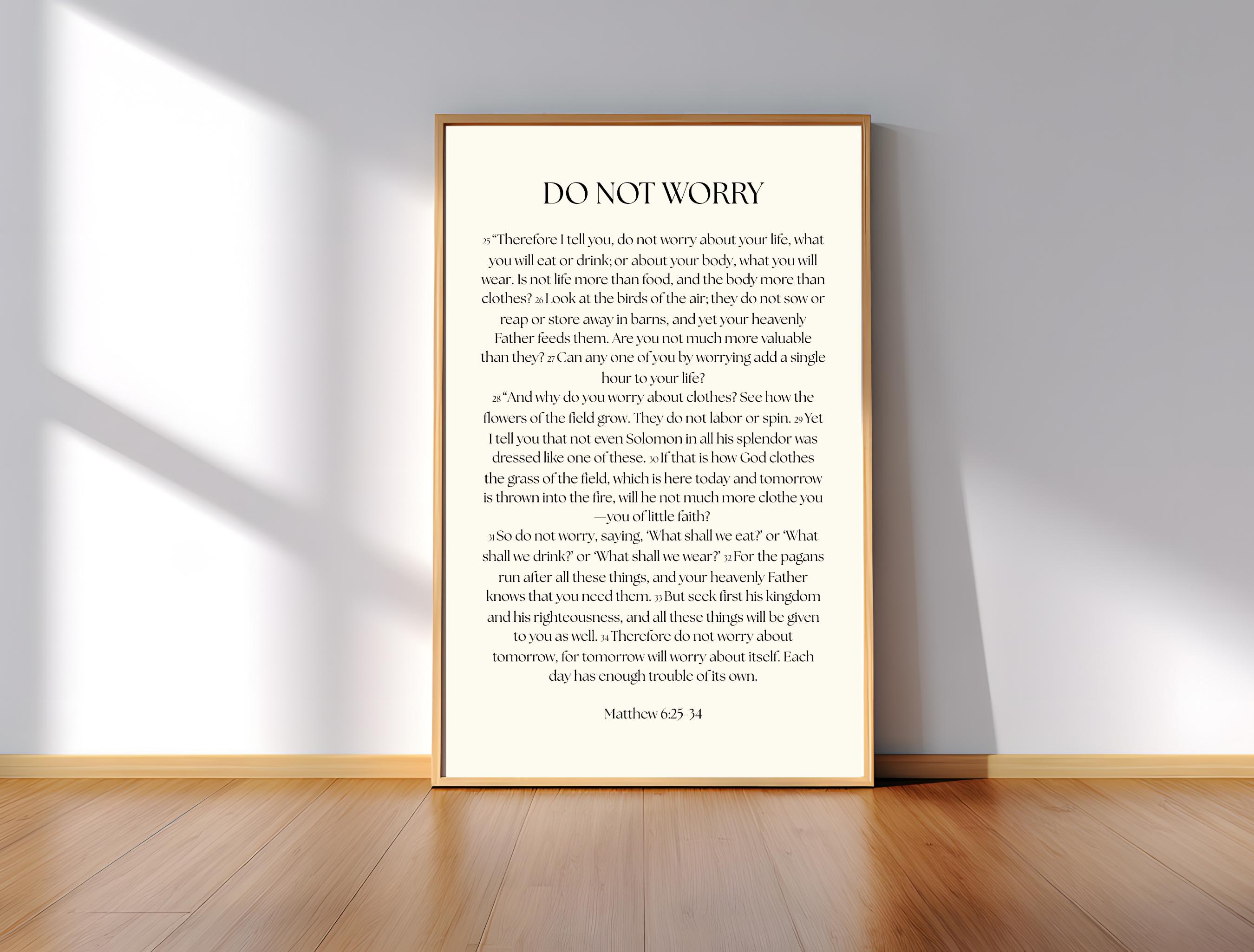 Matthew 6 Bible Verse Wall Art Print Set, Minimalist Christian Decor ...