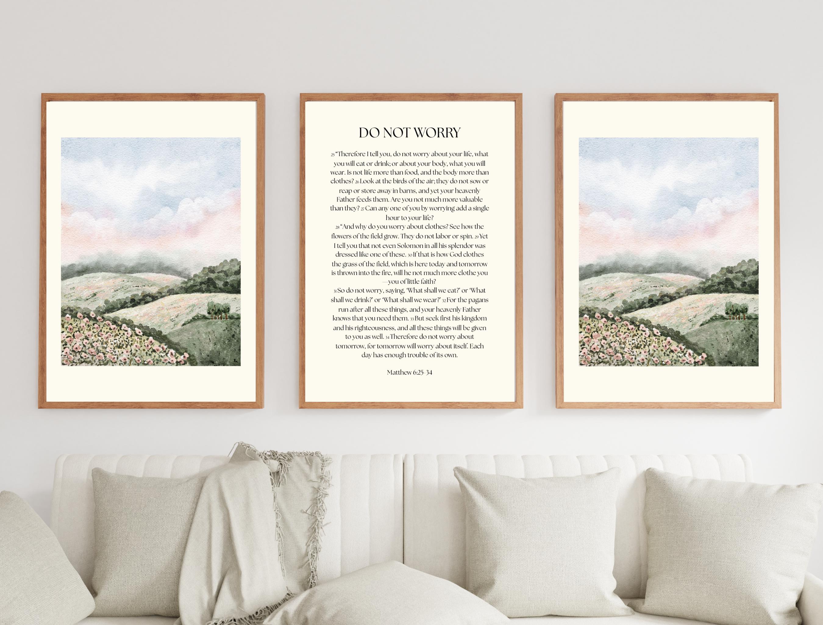 Matthew 6 Bible Verse Wall Art Print Set, Minimalist Christian Decor ...