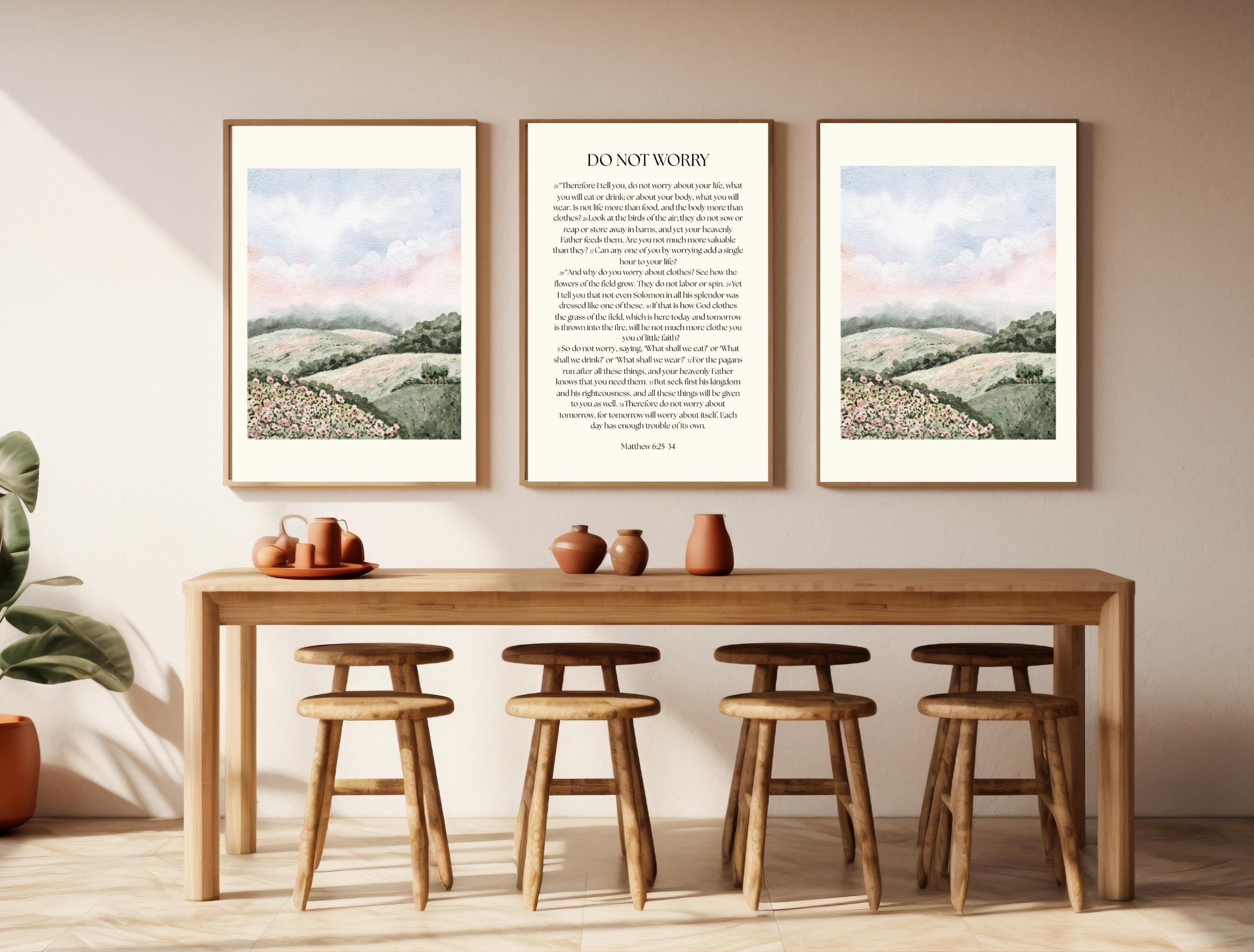 Matthew 6 Bible Verse Wall Art Print Set, Minimalist Christian Decor ...