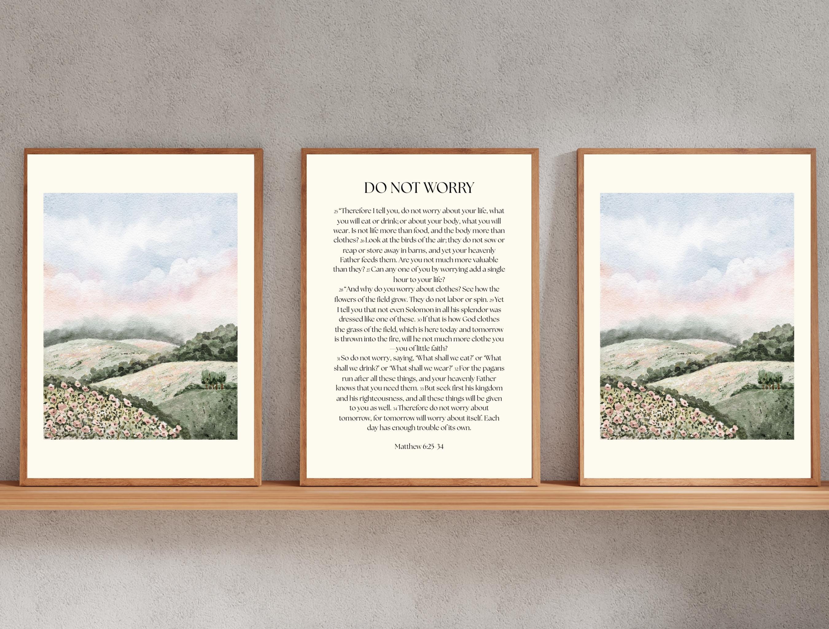 Matthew 6 Bible Verse Wall Art Print Set, Minimalist Christian Decor ...
