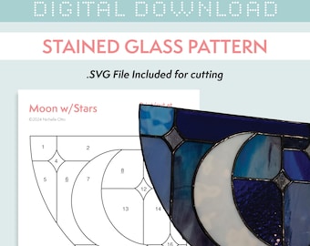 Stained Glass Pattern - Moon with Stars Corner