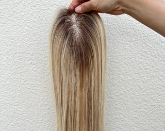 Balayage rubio claro ombré, encaje transpirable, base de 4x5", cabello humano virgen.