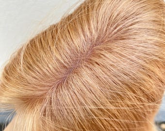 Strawberry Blonde Mono Topper Breathable 3x5" Base Size Remy Human Hair