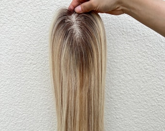 Balayage Light Blonde Ombre Topper Breathable Lace 4x5" Base Size Virgin Human Hair