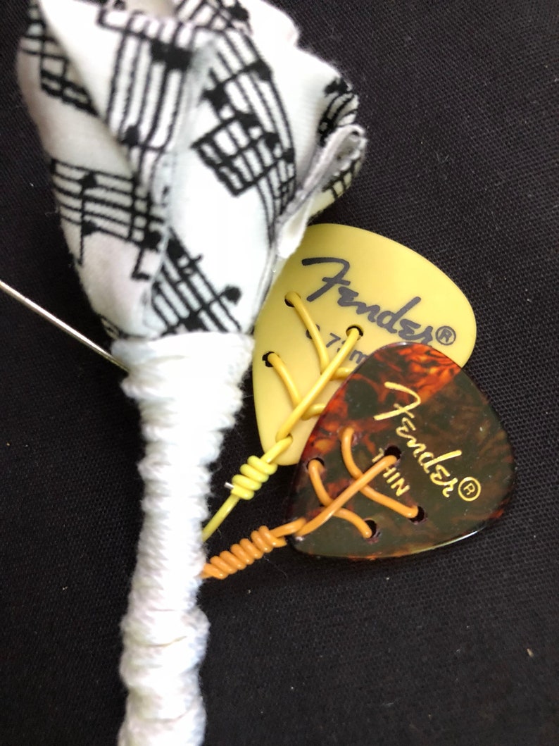 Sheet Music Fabric Boutonniere with Guitar Pick Groom's | Etsy
