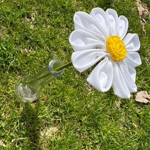 Witte katoenen madeliefjes met steel, madeliefjeboeket, katoenbloem, stoffen madeliefje, 2e huwelijksverjaardag, katoenen jubileum, cadeau voor haar, tweede afbeelding 8