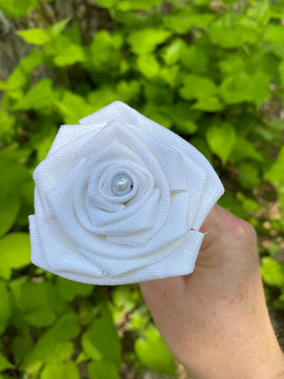 White Linen Roses With Stems, Linen Flower Bouquet, Linen Flowers ...