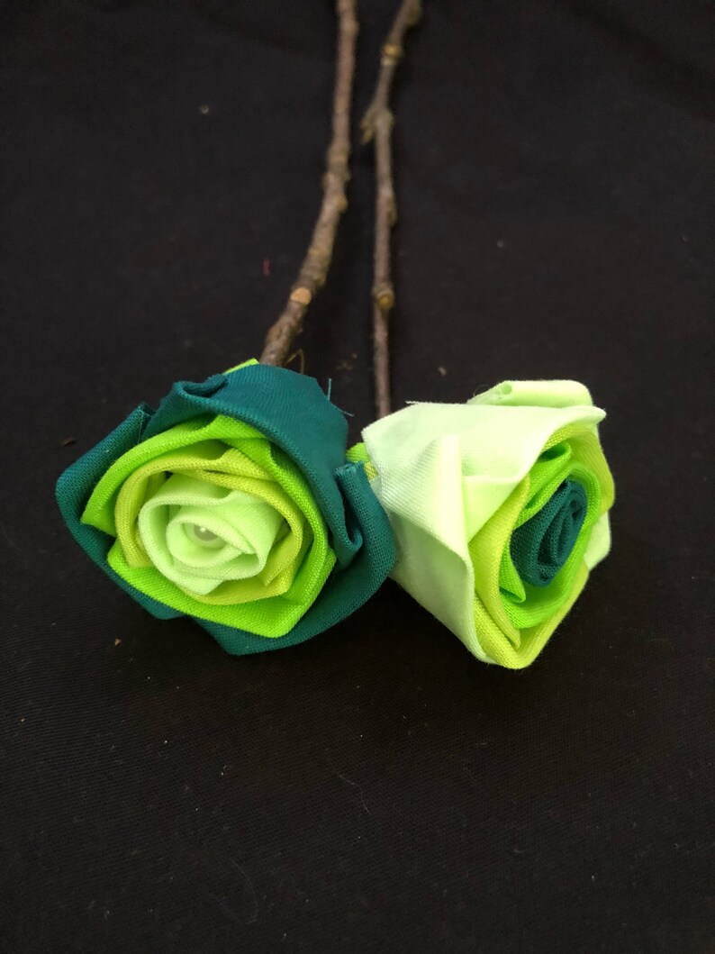 Green Ombr\u00e9 Wedding Bouquet Green Ombr\u00e9 Flower Bouquet Green Ombre Fabric Roses with Stems Green Rose Ombr\u00e9 Roses Green Centerpiece