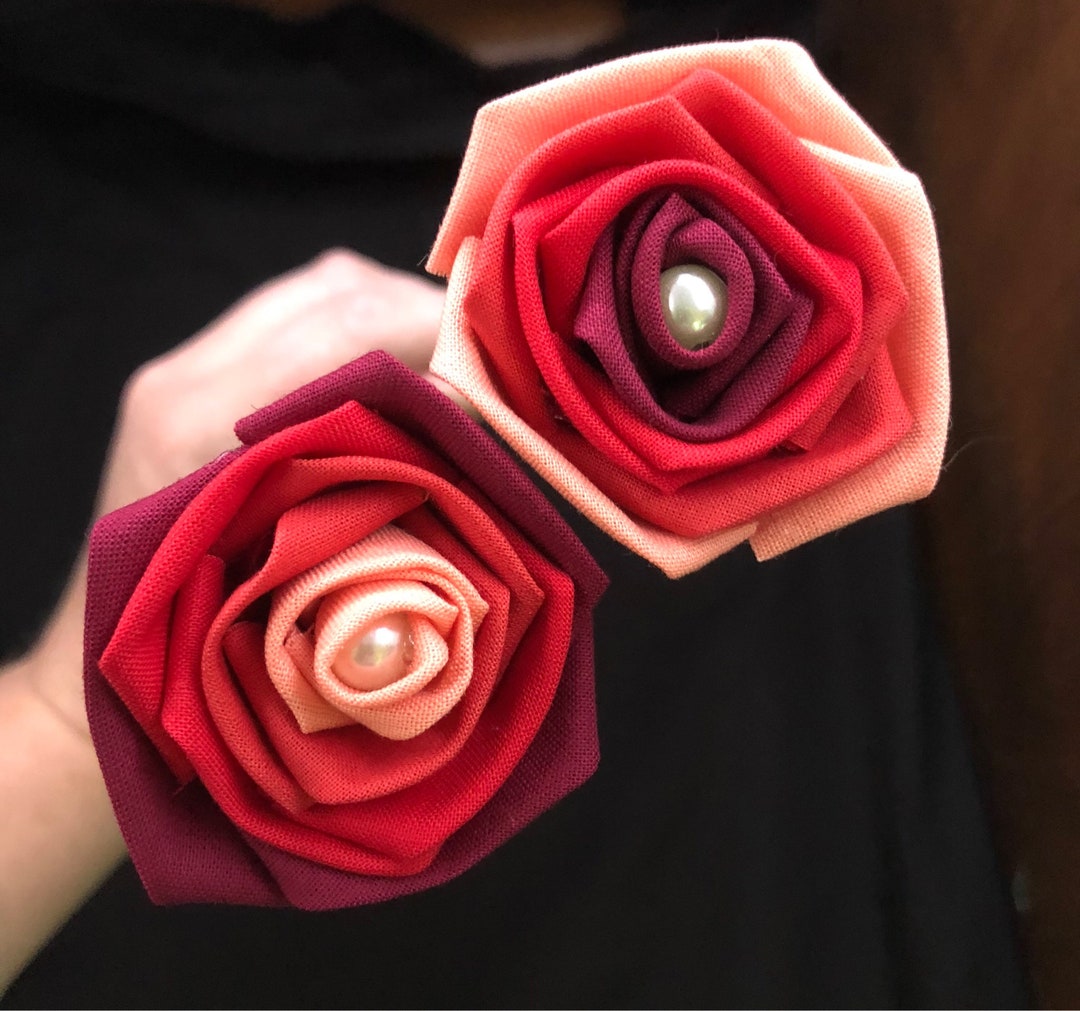 Red Ombre Cotton Roses With Stems, Red Flower Bouquet, Red Rose, Second