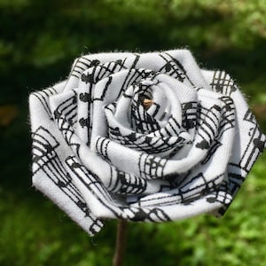 Single Cotton Fabric Rose with Stick Stem, Gift for Her, Second Anniversary Gift, 2nd Anniversary, Cotton Anniversary