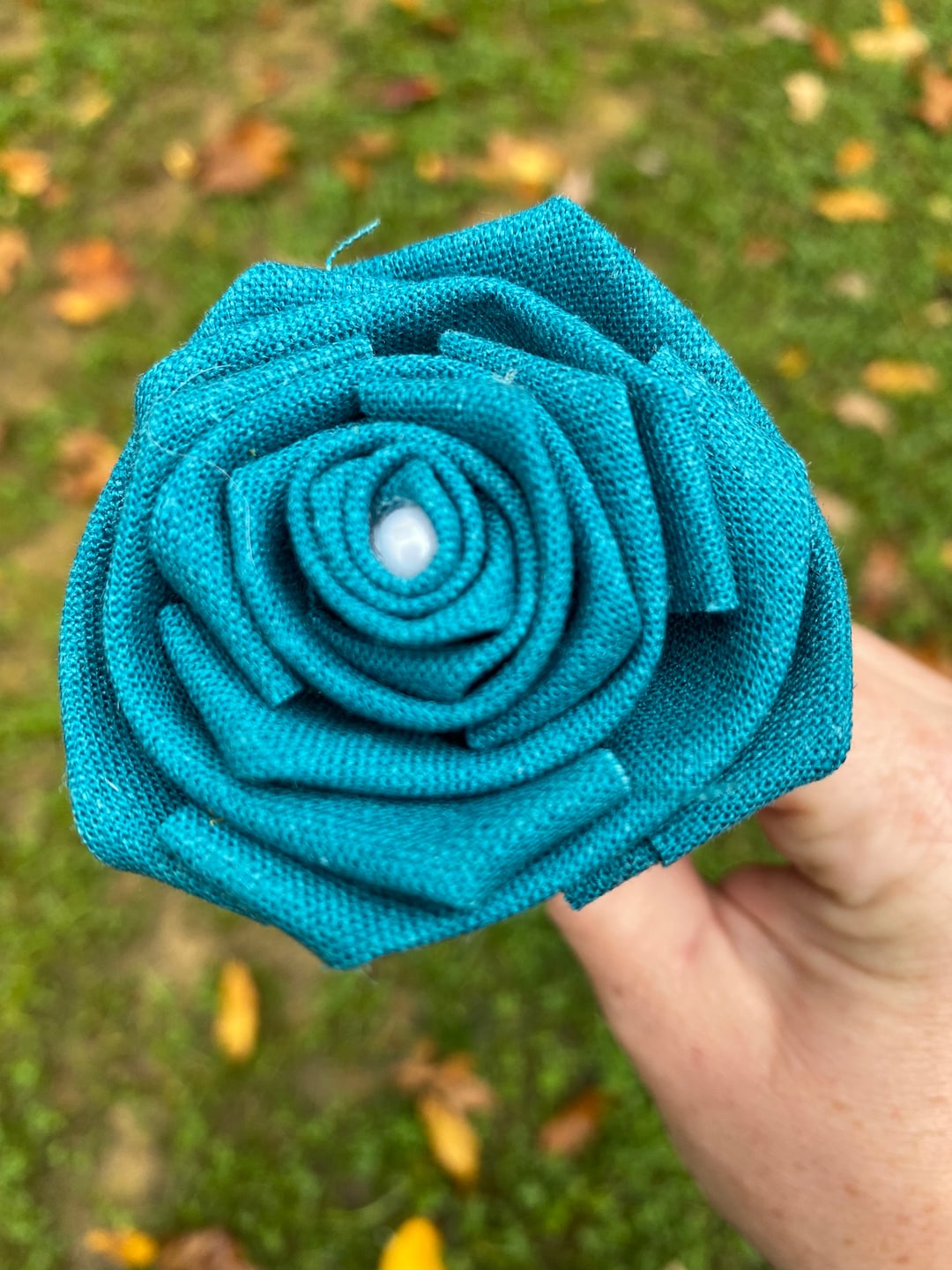 Teal Linen Roses With Stems, Linen Flower Bouquet, Linen Flowers, Linen ...