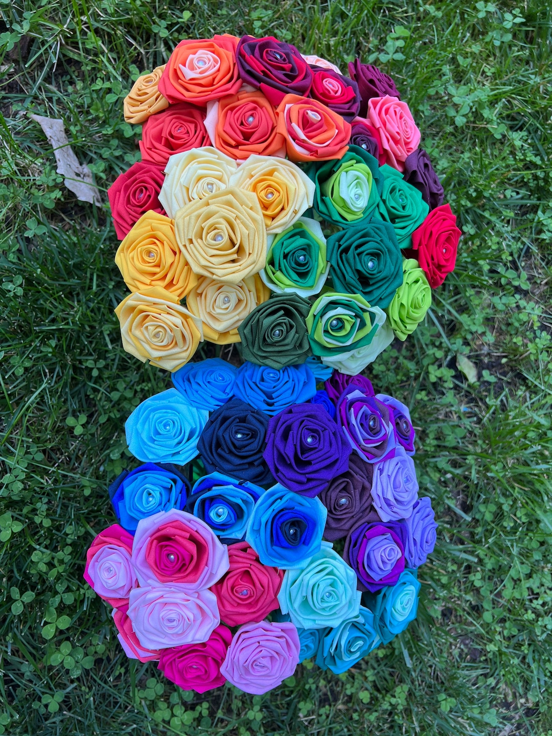 Single Cotton Fabric Rose With Stick Stem, Gift for Her, Second ...
