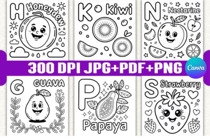 ABC Fruits Coloring Book Pages for Kids | Alphabet Fruit Coloring Pages ...