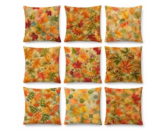 Autumn Chinoiserie Pillow Cover, Oriental Landscape Throw Pillow Case, Maple Leaf Floral Cushion Cover, Double Sided , 14/16/18/20/24 Inch