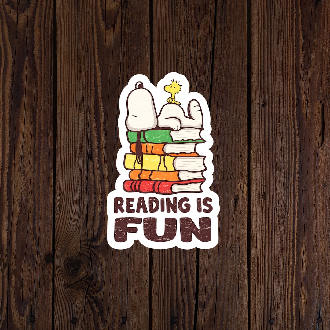 Snoopy Reading Sticker Funny Snoopy Bookish Sticker PNG, Digital Printable Cute Book Lover ...