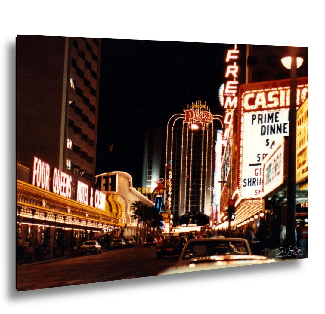 Las Vegas Strip at Night With Neon Casino Signs 1985 - Etsy