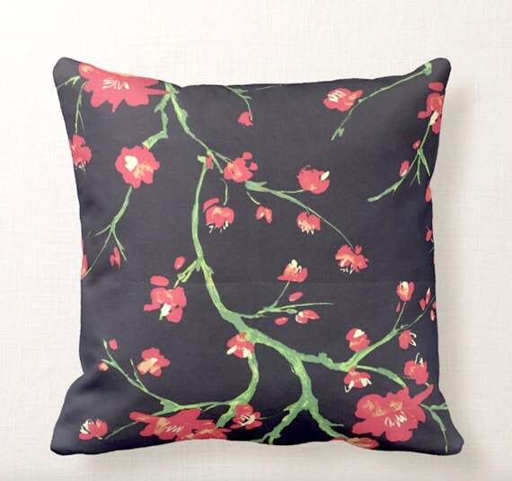Dark Throw Pillows 20x20 18x18 Black Red Green Floral Etsy