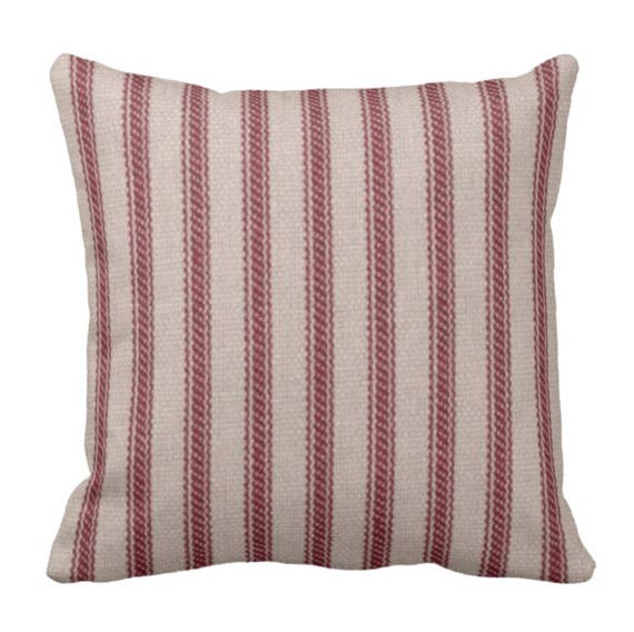 Ticking Stripe Pillows Red Pillow Cover Farmhouse Pillows Etsy