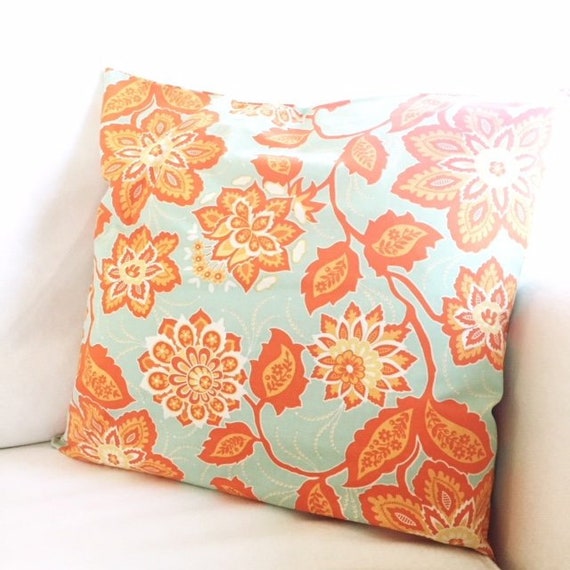 Pillow Covers Orange Pillows Orange Floral Pillow Chair Etsy