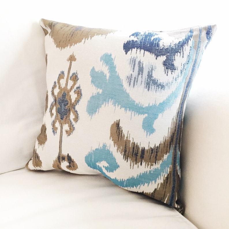 ikat pillow blue throw pillows Decorative Ikat Throw Pillow