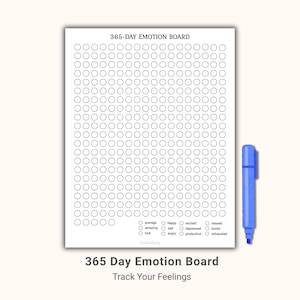 Emotiebord 365 dagen | Afdrukbare stemmingstracker | A4 en Letter