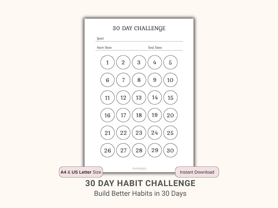 30 Day Habit Tracker Printable, Minimalist Goal Planner (PDF Download ...