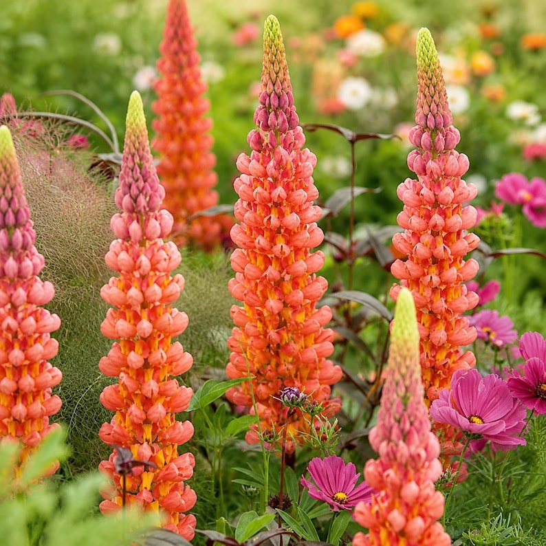 Lupine Seeds Salmon Star Lupinus Perennial Flower Tall Spikes Cottage Garden
